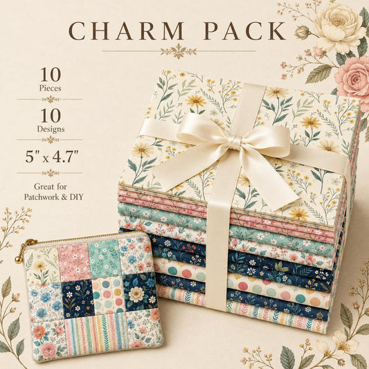 10pcs Charm Pack Set Floral Pattern Vintage Style Handmade DIY with Rich Color and Texture Elements 100% Polyester Patchwork in 10 Design Styles Suitable for Patchwork DIY Craft Projects DIY Wallet Making Gift Giving Bag Making Mother's Day Gift