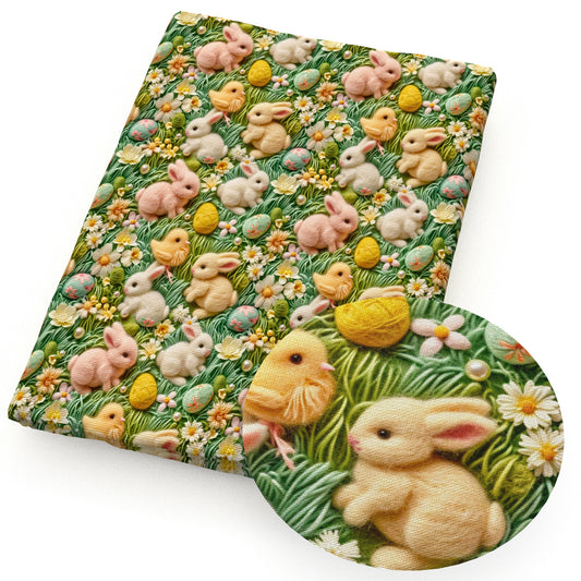 imitation embroidery series flowerfloral rabbit bunny easter bunny fabric
