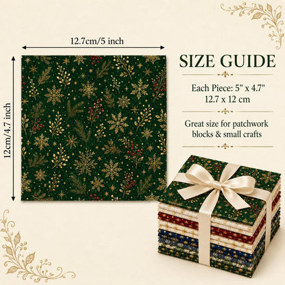 10pcs Charm Pack Set Christmas Holly Snow Pattern Vintage Style Handmade DIY with Rich Color and Texture Elements 100% Polyester Patchwork in 10 Design Styles Suitable for Patchwork DIY Craft Projects DIY Wallet Making Gift Giving Bag Making Mother's Day