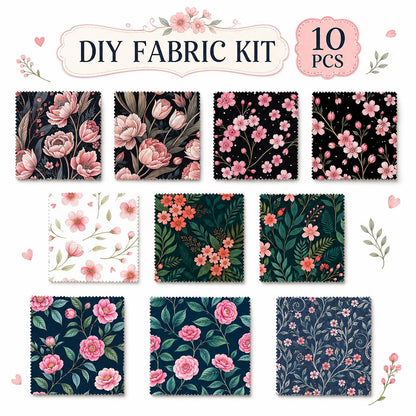 10Pc/Set Flower Series Fat Quarter Fabric, Pre-Cut Square Fabric Assort, Fabric Set, Craft Fabric, Handmade DIY Patchwork Fabric,Home Quilting Sewing Fabric, Packaging Fabric, Scrapbooking Craft Hobbyist