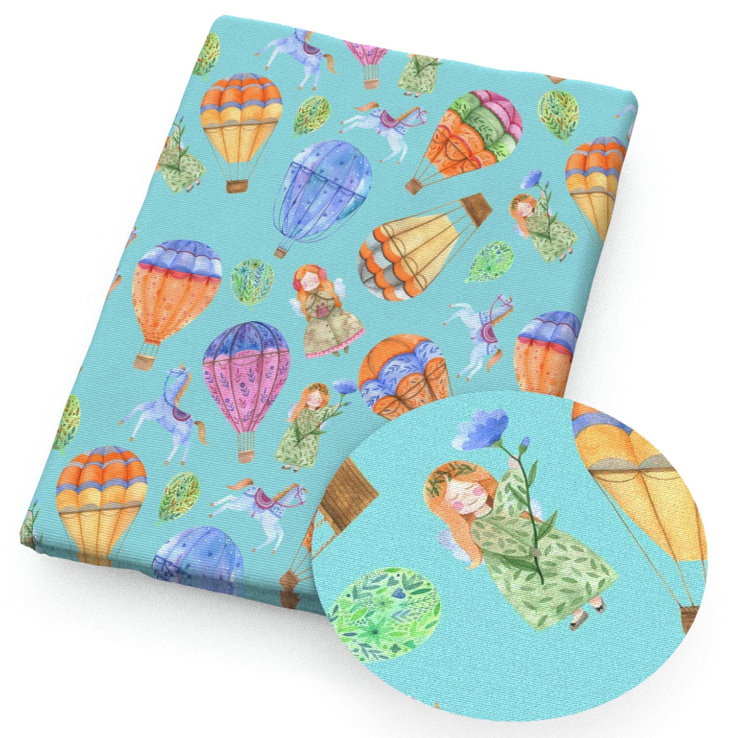 balloon girl horse fabric