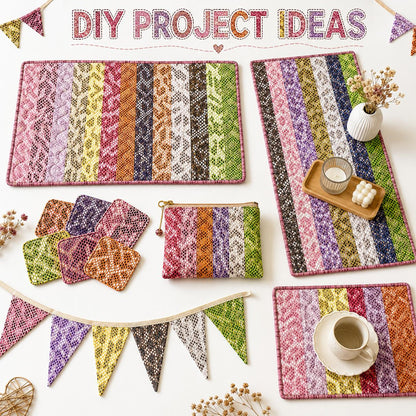 10pcs Vintage Snake Pattern Metallic Jelly Roll Fabric Strips 2.5X19.7inch Pre-Cut 100% Polyester For Patchwork Quilts, Table Runners, Placemats, Tote Bags, Storage Pouches, Makeup Bags, Coasters, Quilt Blocks & Binding
