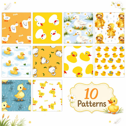 10Pc/Set, Making 10 Images 1pc Each, Each Size: 6.3*50cm Duck Yellow Series Sliced Fabric Set Style Combination, Polyester Jelly Roll Fabric Strips, Pre-Cut Quilting Squares, For Quilting DIY, Handicrafts And Sewing, Blankets, Rugs, Interior Decoration