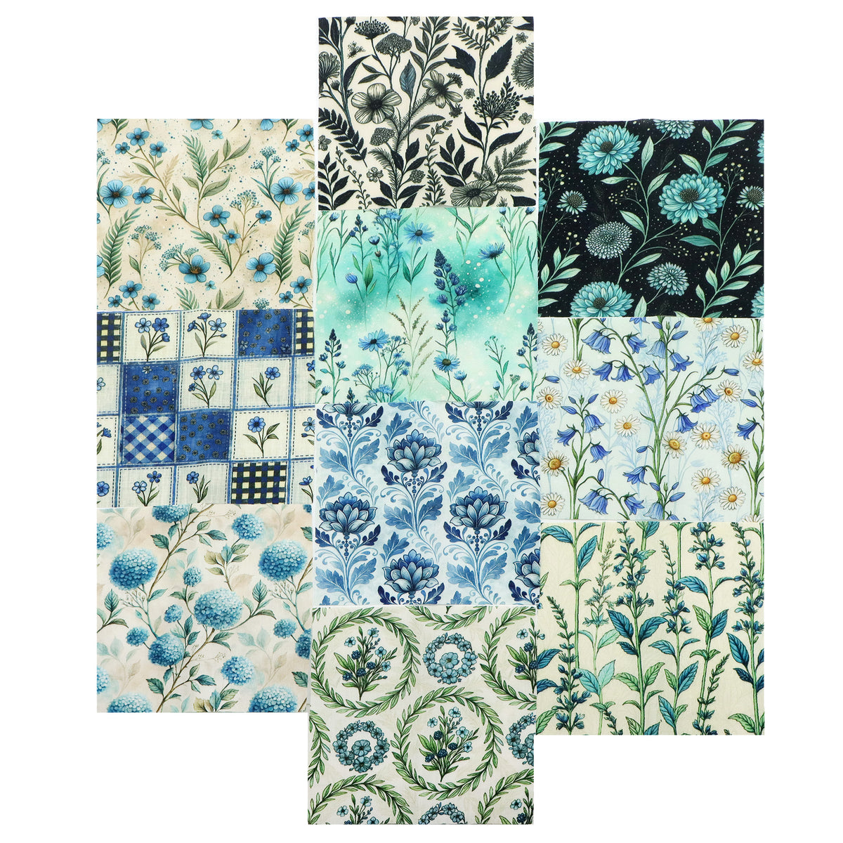 10Pc/Set Flower Series Plaid Fat Quarter Fabric, Pre-Cut Square Fabric Assort, Fabric Set, Craft Fabric, Handmade DIY Patchwork Fabric,Home Quilting Sewing Fabric, Packaging Fabric, Scrapbooking Craft Hobbyist