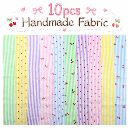 10pcs Vintage Love Striped Pattern Jelly Roll Fabric Strips 2.5X19.7inch Pre-Cut 100% Polyester For Patchwork Quilts, Table Runners, Placemats, Tote Bags, Storage Pouches, Makeup Bags, Coasters, Quilt Blocks & Binding
