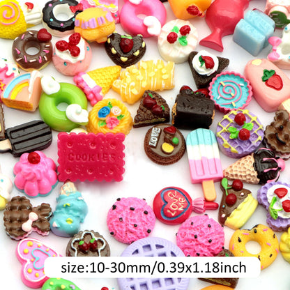 5Pcs Food Series Acrylic Charms,Random Designs,Cake,Cookie,Donuts,Ice Cream Shaped,3D Flatback Resin Cabochons for DIY Jewelry, Earrings, Bracelets, Keychains, Festive Decor, Homemade Gifts, Phone Cases, Water Bottles, Hair Accessories