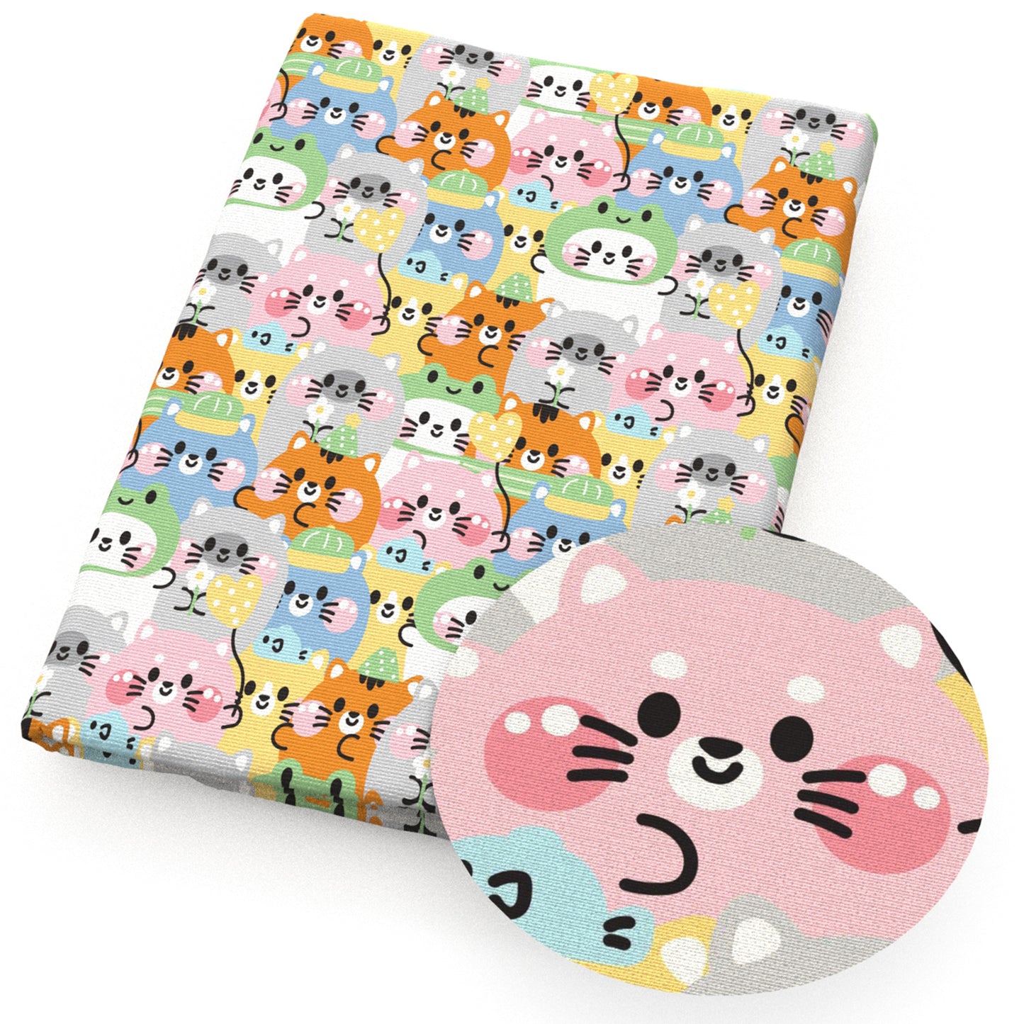 cat heart love fabric