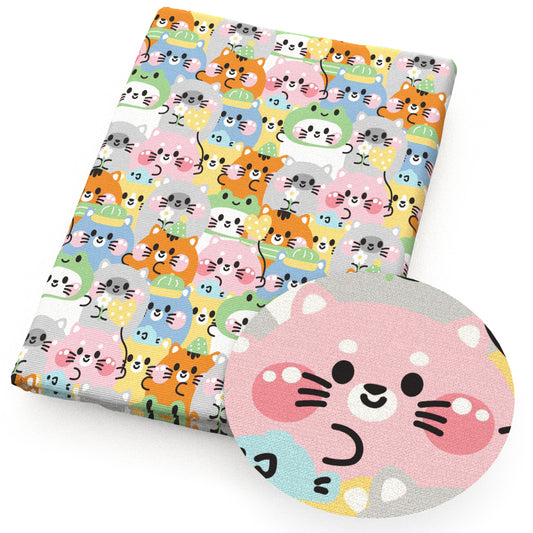 cat heart love fabric