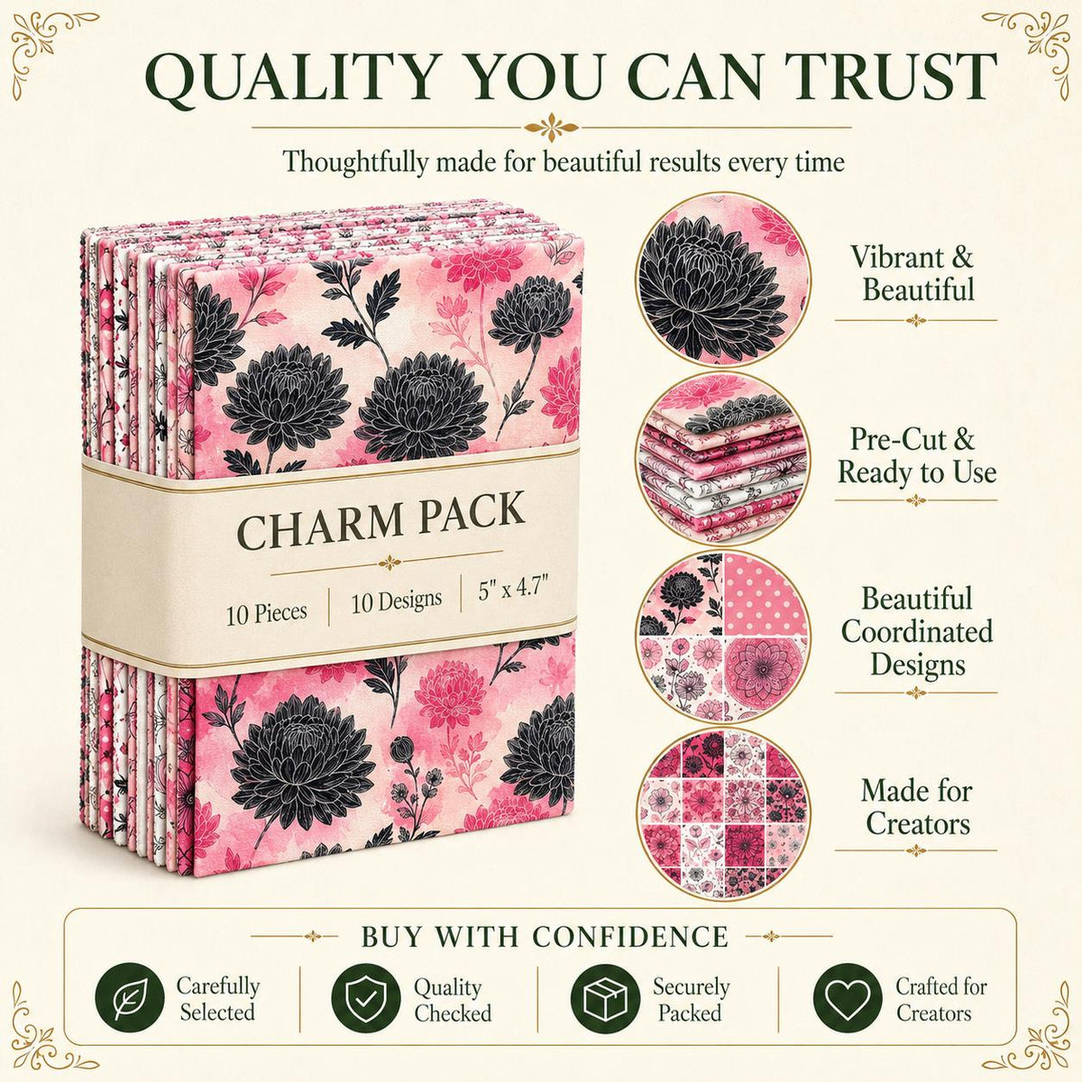 10Pc/Set Flower Dot Series Fat Quarter Fabric, Pre-Cut Square Fabric Assort, Fabric Set, Craft Fabric, Handmade DIY Patchwork Fabric,Home Quilting Sewing Fabric, Packaging Fabric, Scrapbooking Craft Hobbyist