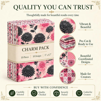 10Pc/Set Flower Dot Series Fat Quarter Fabric, Pre-Cut Square Fabric Assort, Fabric Set, Craft Fabric, Handmade DIY Patchwork Fabric,Home Quilting Sewing Fabric, Packaging Fabric, Scrapbooking Craft Hobbyist