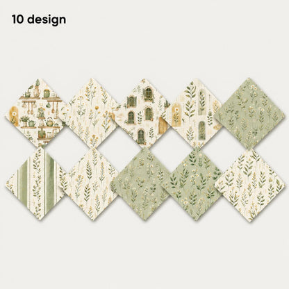 10pcS Charm Pack Set Plant Floral Pattern VIntage Style Handmade DIY With Rich Color and Texture Elements 100% Polyester Patchwork in 10 Design Styles Suitable For Patchwork DIY Craft Projects DIY Wallet Making Gift Giving Bag Making Mother's Day Gift