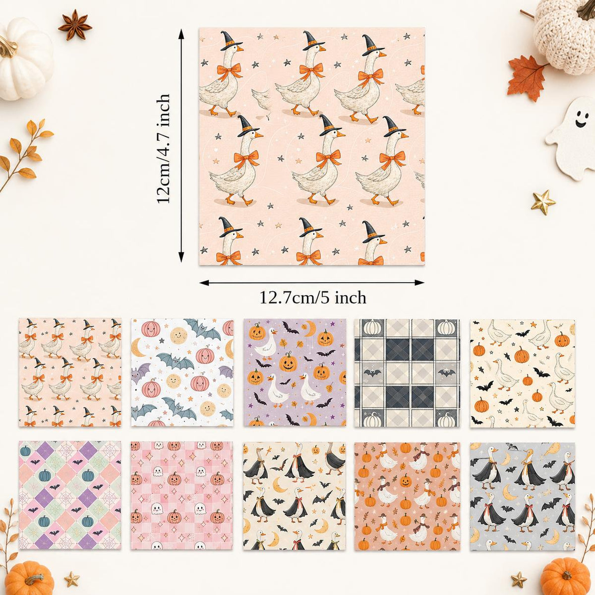 10Pc/Set Halloween Series Star Pumpkin Duck Skull Bat Fat Quarter Fabric, Pre-Cut Square Fabric Assort, Fabric Set, Craft Fabric, Handmade DIY Patchwork Fabric,Home Quilting Sewing Fabric, Packaging Fabric, Scrapbooking Craft Hobbyist