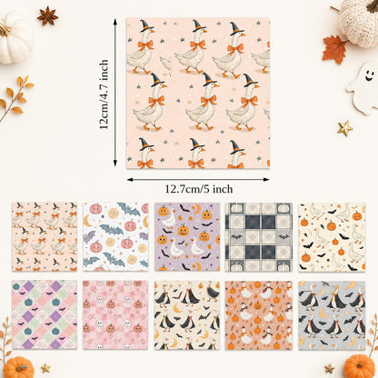 10Pc/Set Halloween Series Star Pumpkin Duck Skull Bat Fat Quarter Fabric, Pre-Cut Square Fabric Assort, Fabric Set, Craft Fabric, Handmade DIY Patchwork Fabric,Home Quilting Sewing Fabric, Packaging Fabric, Scrapbooking Craft Hobbyist