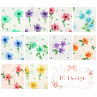 10Pc/Set, Making 10 Images 1pc Each, Each Size: 6.3*50cm Floral Chiffon Series Sliced Fabric Set Style Combination, Polyester Jelly Roll Fabric Strips, Pre-Cut Quilting Squares, For Quilting DIY, Handicrafts And Sewing, Blankets, Rugs