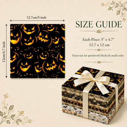 10Pc/Set Halloween Skull Cat Bat Spider Web Witch Pumpkin Series Fat Quarter Fabric, Pre-Cut Square Fabric Assort, Fabric Set, Craft Fabric, Handmade DIY Patchwork Fabric,Home Quilting Sewing Fabric, Packaging Fabric, Scrapbooking Craft Hobbyist