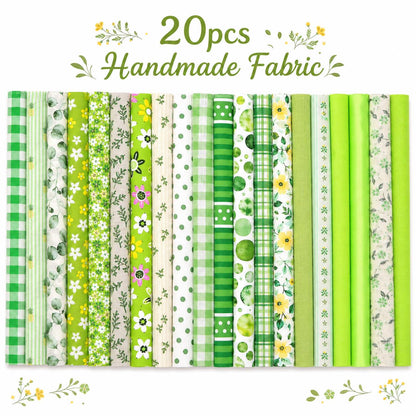 20pcs Vintage Plaid Dot Floral Green Series Jelly Roll Fabric Strips 2.5X19.7inch Delicate Printed Multi-Color 100% Polyester for DIY Handmade Patchwork, Table Runners, Placemats, Tote Bags, Storage Pouches, Makeup Bags, Coasters, Quilt Blocks