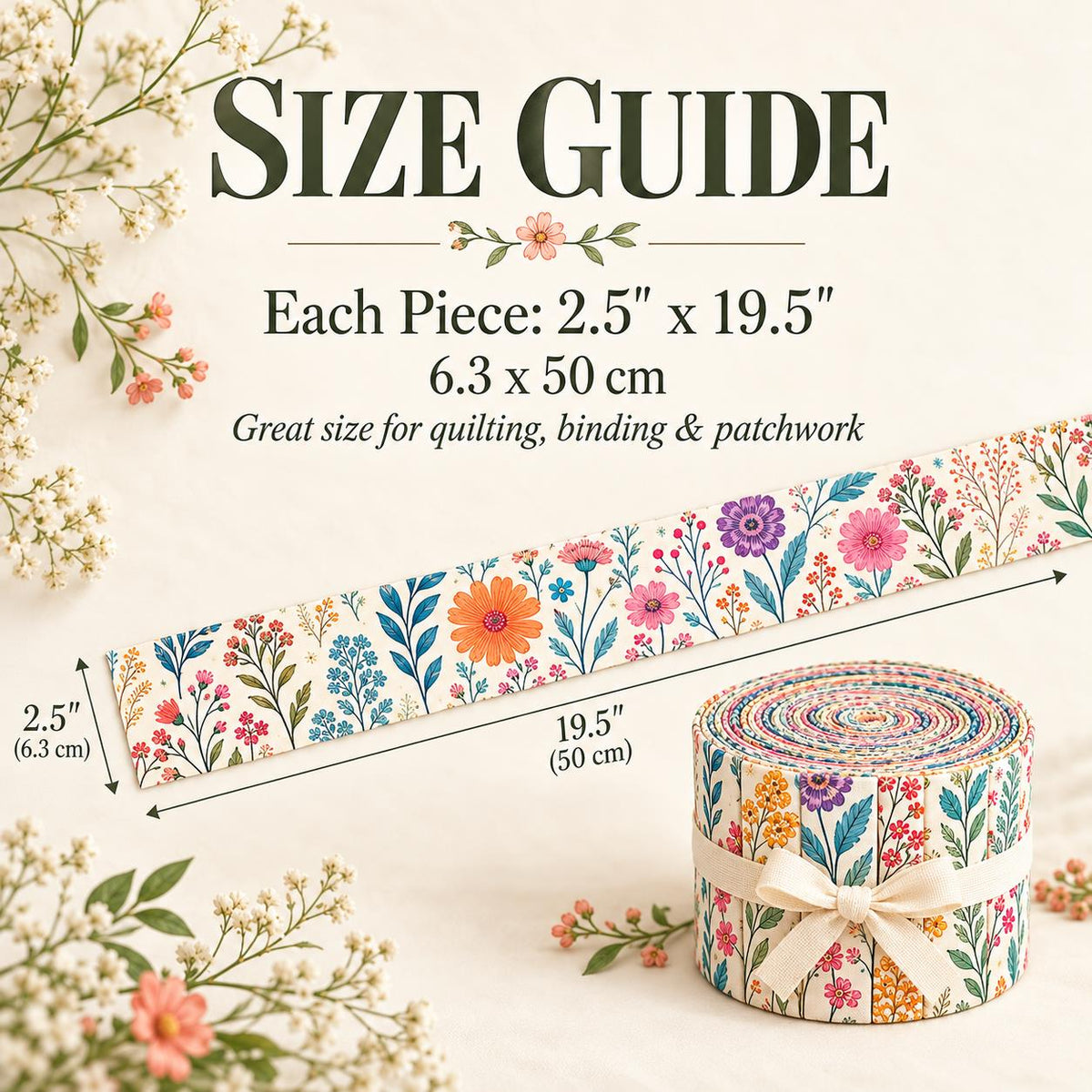 10pcs Vintage Floral Pattern Jelly Roll Fabric Strips 2.5X19.7inch Pre-Cut 100% Polyester For Patchwork Quilts, Table Runners, Placemats, Tote Bags, Storage Pouches, Makeup Bags, Coasters, Quilt Blocks & Binding