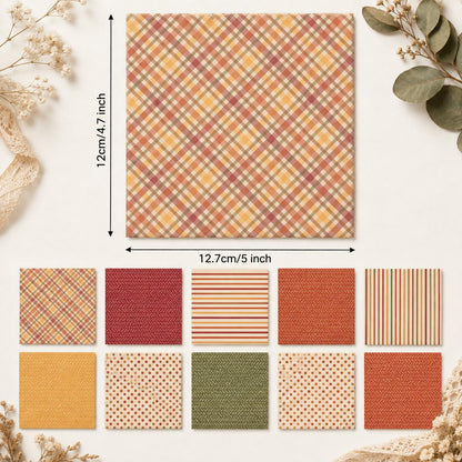 10Pc/Set Autumn Series Plaid Stripe Dot Fat Quarter Fabric, Pre-Cut Square Fabric Assort, Fabric Set, Craft Fabric, Handmade DIY Patchwork Fabric,Home Quilting Sewing Fabric, Packaging Fabric, Scrapbooking Craft Hobbyist