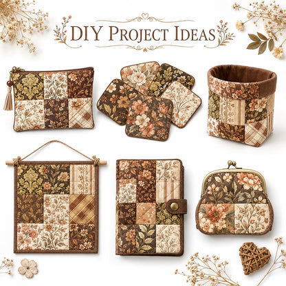 10pcs Charm Pack Set Floral Autumn Pattern Vintage Style Pattern Handmade DIY with Rich Color and Texture Elements 100% Polyester Patchwork in 10 Design Styles Suitable for Patchwork DIY Craft Projects DIY Wallet Making Gift Giving Bag Making