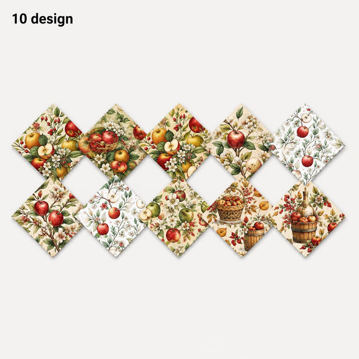 10Pc/Set Flower Fruit Series Fat Quarter Fabric, Pre-Cut Square Fabric Assort, Fabric Set, Craft Fabric, Handmade DIY Patchwork Fabric,Home Quilting Sewing Fabric, Packaging Fabric, Scrapbooking Craft Hobbyist