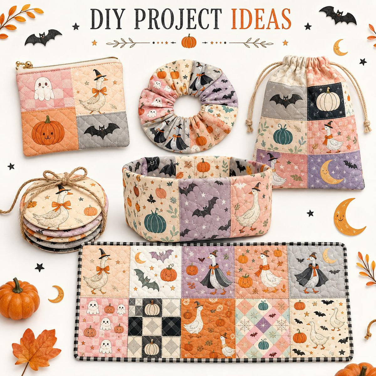 10Pc/Set Halloween Series Star Pumpkin Duck Skull Bat Fat Quarter Fabric, Pre-Cut Square Fabric Assort, Fabric Set, Craft Fabric, Handmade DIY Patchwork Fabric,Home Quilting Sewing Fabric, Packaging Fabric, Scrapbooking Craft Hobbyist