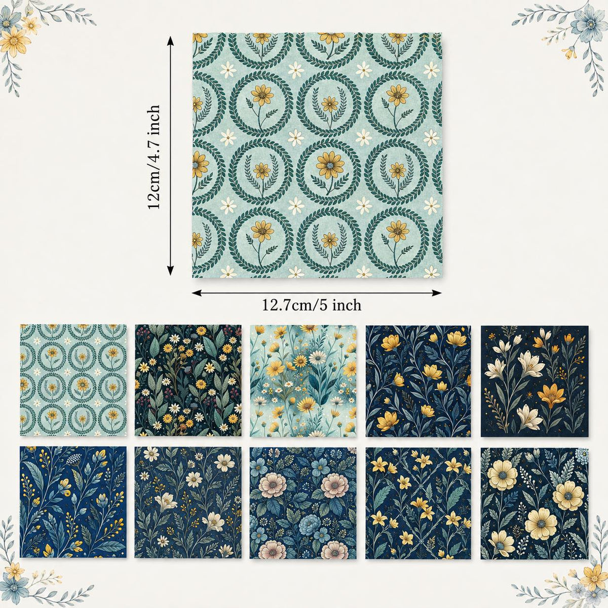10Pc/Set Flower Series Fat Quarter Fabric, Pre-Cut Square Fabric Assort, Fabric Set, Craft Fabric, Handmade DIY Patchwork Fabric,Home Quilting Sewing Fabric, Packaging Fabric, Scrapbooking Craft Hobbyist