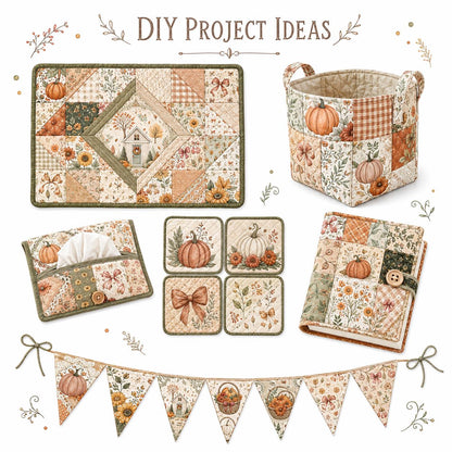 10pcs Charm Pack Set Pumpkin Autumn Pattern Vintage Style Handmade DIY with Rich Color and Texture Elements 100% Polyester Patchwork in 10 Design Styles Suitable for Patchwork DIY Craft Projects DIY Wallet Making Gift Giving Bag Making Mother's Day Gift