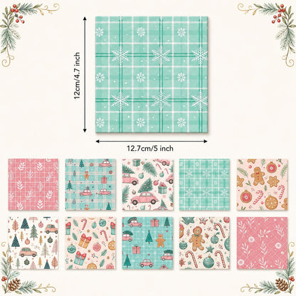 10Pc/Set Christmas Series Plaid Dot Tree Gift Crutch Fat Quarter Fabric, Pre-Cut Square Fabric Assort, Fabric Set, Craft Fabric, Handmade DIY Patchwork Fabric,Home Quilting Sewing Fabric, Packaging Fabric, Scrapbooking Craft Hobbyist
