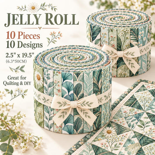 10pcs Vintage Blue Floral Pattern Jelly Roll Fabric Strips 2.5X19.7inch Pre-Cut 100% Polyester For Patchwork Quilts, Table Runners, Placemats, Tote Bags, Storage Pouches, Makeup Bags, Coasters, Quilt Blocks & Binding