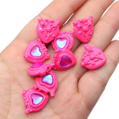 1Pc Acrylic Beads Round Flat Color Heart Spacer Beads For Jewelry Making Handmade Diy Bracelet Necklace Earring