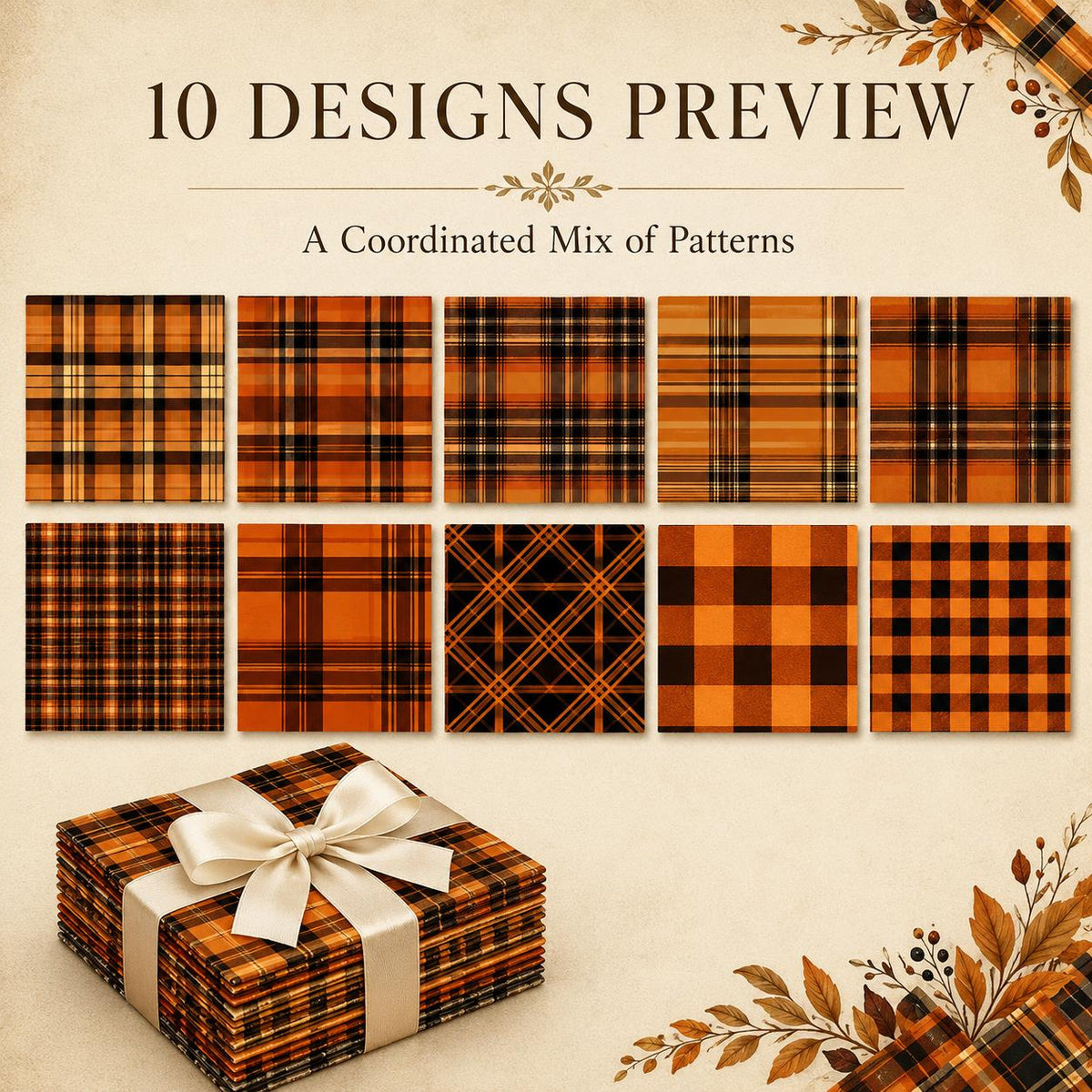 10pcs Charm Pack Set Plaid Pattern Vintage Style Handmade DIY with Rich Color and Texture Elements 100% Polyester Patchwork in 10 Design Styles Suitable for Patchwork DIY Craft Projects DIY Wallet Making Gift Giving Bag Making Mother's Day Gift