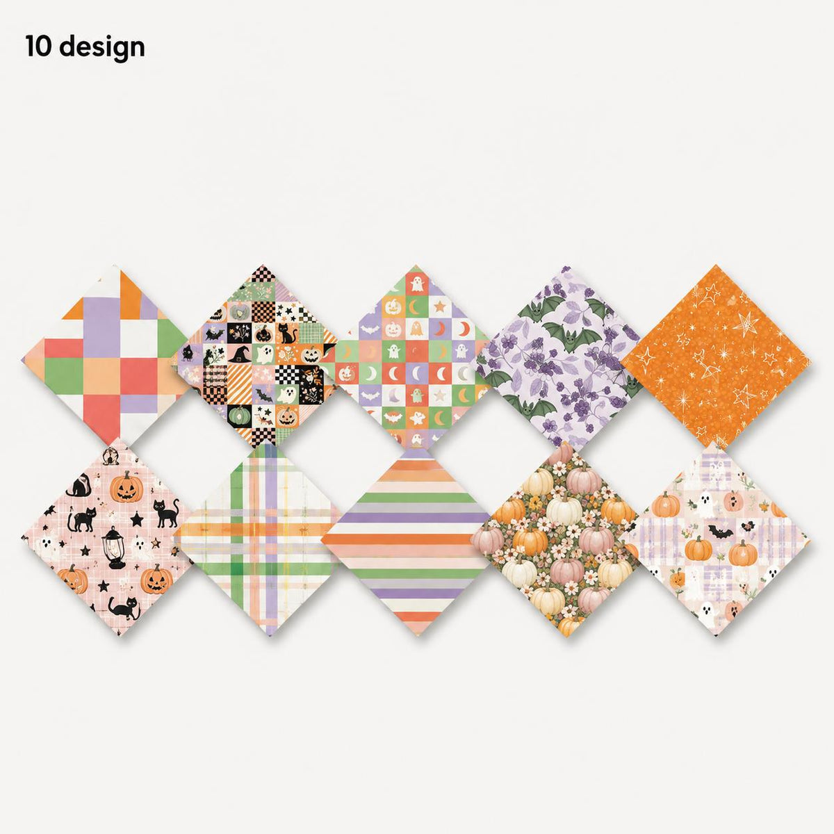 10pcs Charm Pack Set Bat Pumpkin Halloween Pattern Vintage Style Handmade DIY with Rich Color and Texture Elements 100% Polyester Patchwork in 10 Design Styles Suitable for Patchwork DIY Craft Projects DIY Wallet Making Gift Giving Bag Making Mother's Day