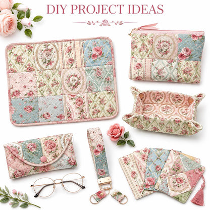 10pcs Charm Pack Set Floral Pattern Vintage Style Handmade DIY with Rich Color and Texture Elements 100% Polyester Patchwork in 10 Design Styles Suitable for Patchwork DIY Craft Projects DIY Wallet Making Gift Giving Bag Making Mother's Day Gift