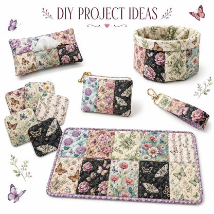 10Pc/Set Flower Series Rose Butterfly Fat Quarter Fabric, Pre-Cut Square Fabric Assort, Fabric Set, Craft Fabric, Handmade DIY Patchwork Fabric,Home Quilting Sewing Fabric, Packaging Fabric, Scrapbooking Craft Hobbyist