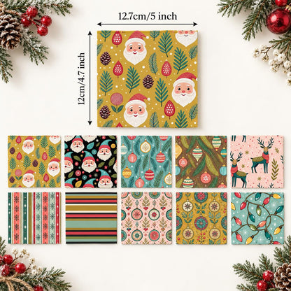 10Pc/Set Christmas Series Stripe Deer Santa Claus Tree Pinecones Fat Quarter Fabric, Pre-Cut Square Fabric Assort, Fabric Set, Craft Fabric, Handmade DIY Patchwork Fabric,Home Quilting Sewing Fabric, Packaging Fabric, Scrapbooking Craft Hobbyist