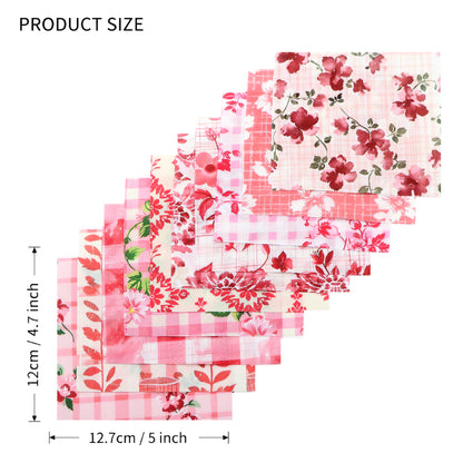 10pcs Charm Pack Set Pink Flower Pattern Vintage Style Pattern Handmade DIY with Rich Color and Texture Elements 100% Polyester Patchwork in 10 Design Styles Suitable for Patchwork DIY Craft Projects DIY Wallet Making Gift Giving Bag Making Mother's Day G