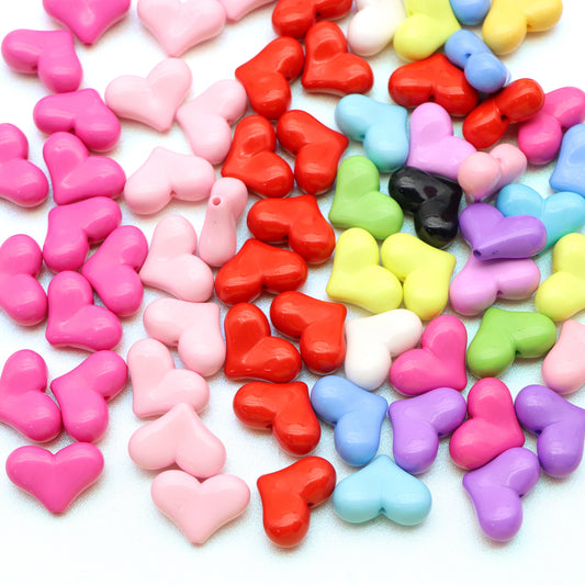 20Pcs/pack Love Heart Shaped Acrylic Beads Mixed Colors Loose Spacer Beads with Hole for Jewelry Making DIY Bracelet Necklace Chain Earrings Charm Bangle Decors Craft Supplies