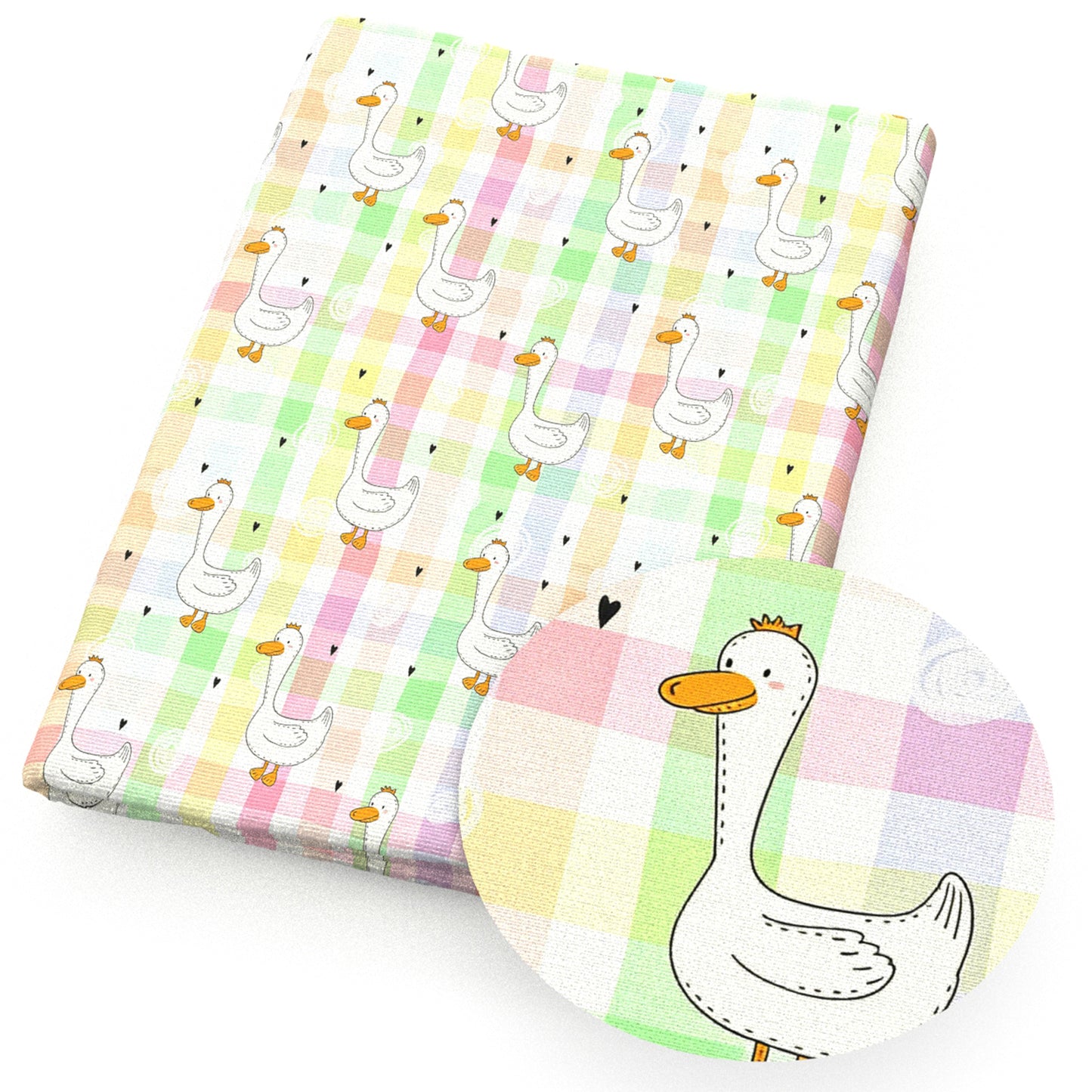 duck plaid grid heart love jitjit fabric