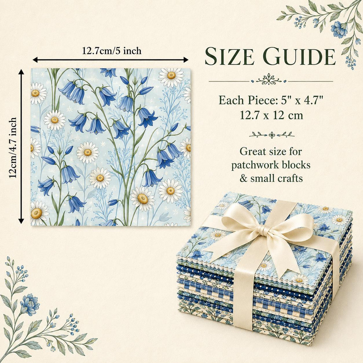 10Pc/Set Flower Series Plaid Fat Quarter Fabric, Pre-Cut Square Fabric Assort, Fabric Set, Craft Fabric, Handmade DIY Patchwork Fabric,Home Quilting Sewing Fabric, Packaging Fabric, Scrapbooking Craft Hobbyist