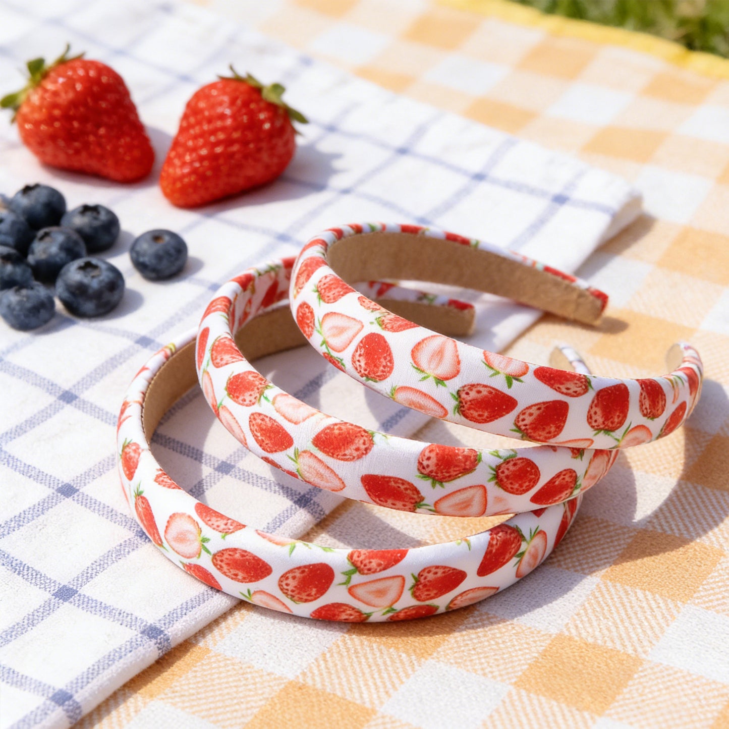 strawberry satin high cranial hairband