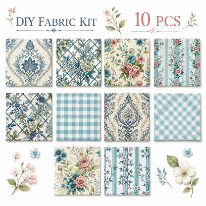 10pcs Charm Pack Set Floral Pattern Vintage Style Handmade DIY with Rich Color and Texture Elements 100% Polyester Patchwork in 10 Design Styles Suitable for Patchwork DIY Craft Projects DIY Wallet Making Gift Giving Bag Making Mother's Day Gift