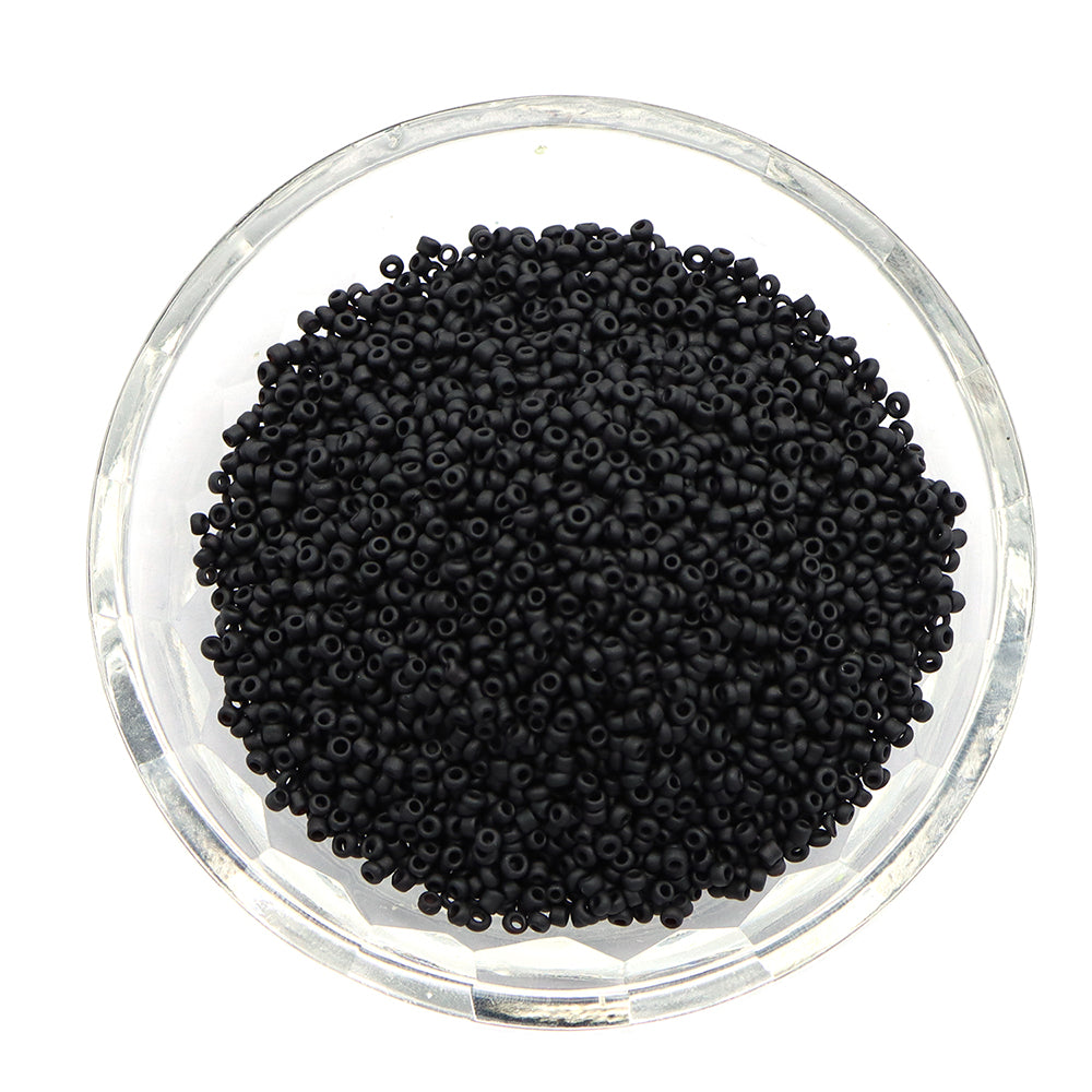10g/pack Black Series 15/0 Miyuki Seed Beads Plain Solid Color Loose Spacer Acrylic Beads with Hole for Jewelry Making DIY Bracelet Necklace Chain Earrings Charm Bangle Decors Craft Accessories