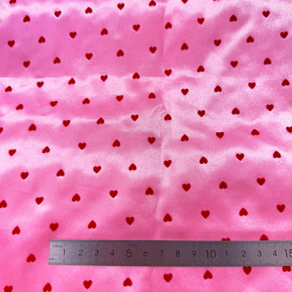 50x145cm Velvet Heart Satin Fabric Heavy Quality Weave For Tailoring Craft AcceSsries And DIY Crafts, Hand Wash Only - 1 Piece  Valentine's Day Fabric