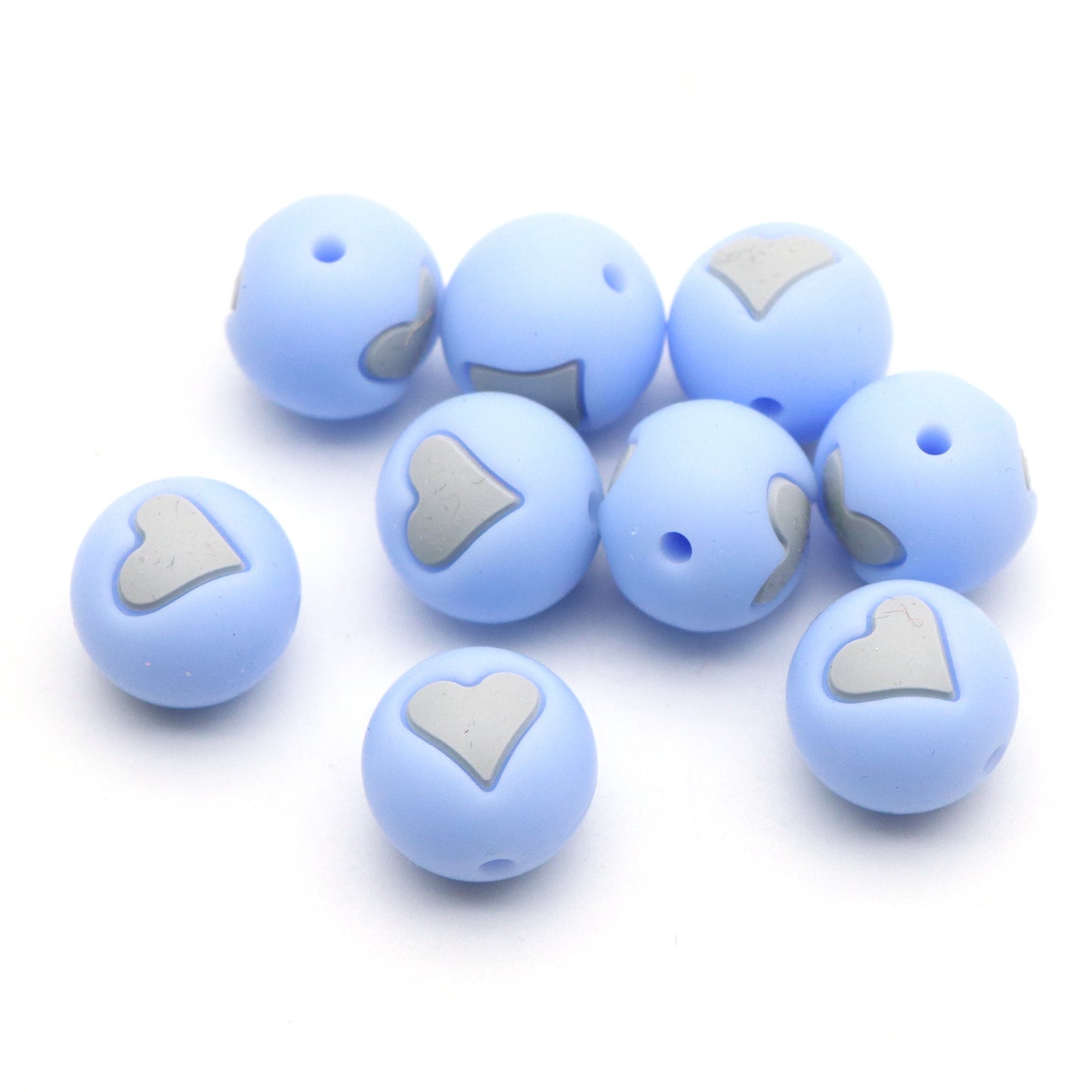 5Pcs 15mm Festive Silicone Beads Love Heart Pattern Round Shaped Focal Beads Loose Spacer Beads for DIY Jewelry Making Accessories DIY Bracelet Necklace Chain Earrings Charm Bangle Decors Craft Pen Supplies