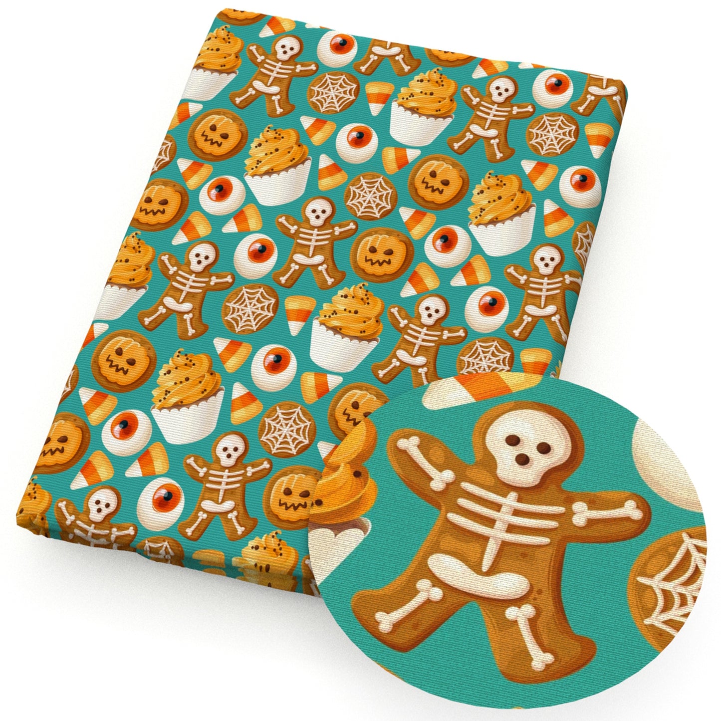 halloween pumpkin skull ghost skeleton bones fabric