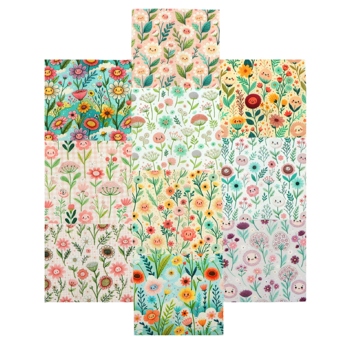 10pcs Charm Pack Set Floral Pattern Vintage Style Handmade DIY with Rich Color and Texture Elements 100% Polyester Patchwork in 10 Design Styles Suitable for Patchwork DIY Craft Projects DIY Wallet Making Gift Giving Bag Making Mother's Day Gift