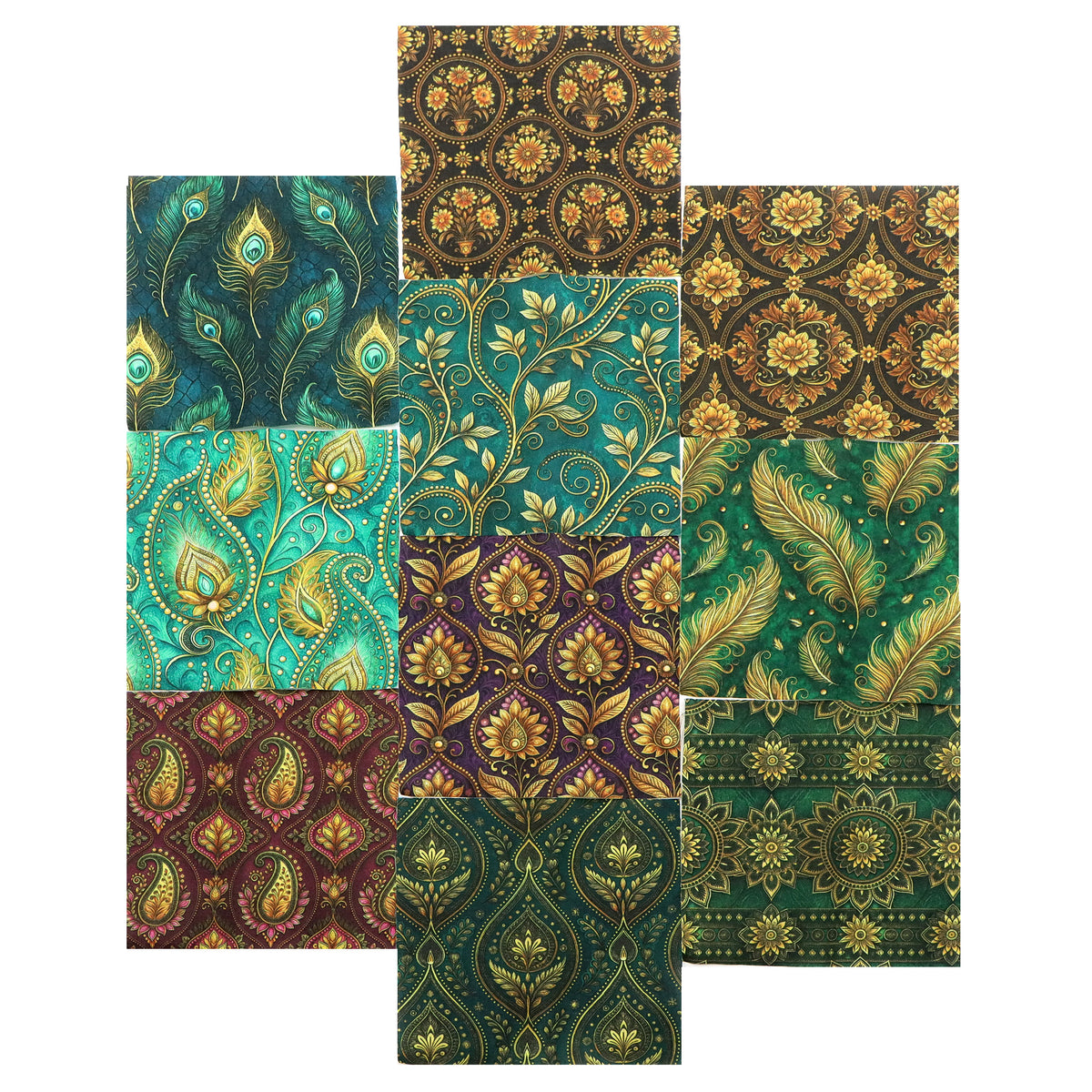 10Pc/Set Flower Feather Series Peacock Pattern Fat Quarter Fabric, Pre-Cut Square Fabric Assort, Fabric Set, Craft Fabric, Handmade DIY Patchwork Fabric,Home Quilting Sewing Fabric, Packaging Fabric, Scrapbooking Craft Hobbyist