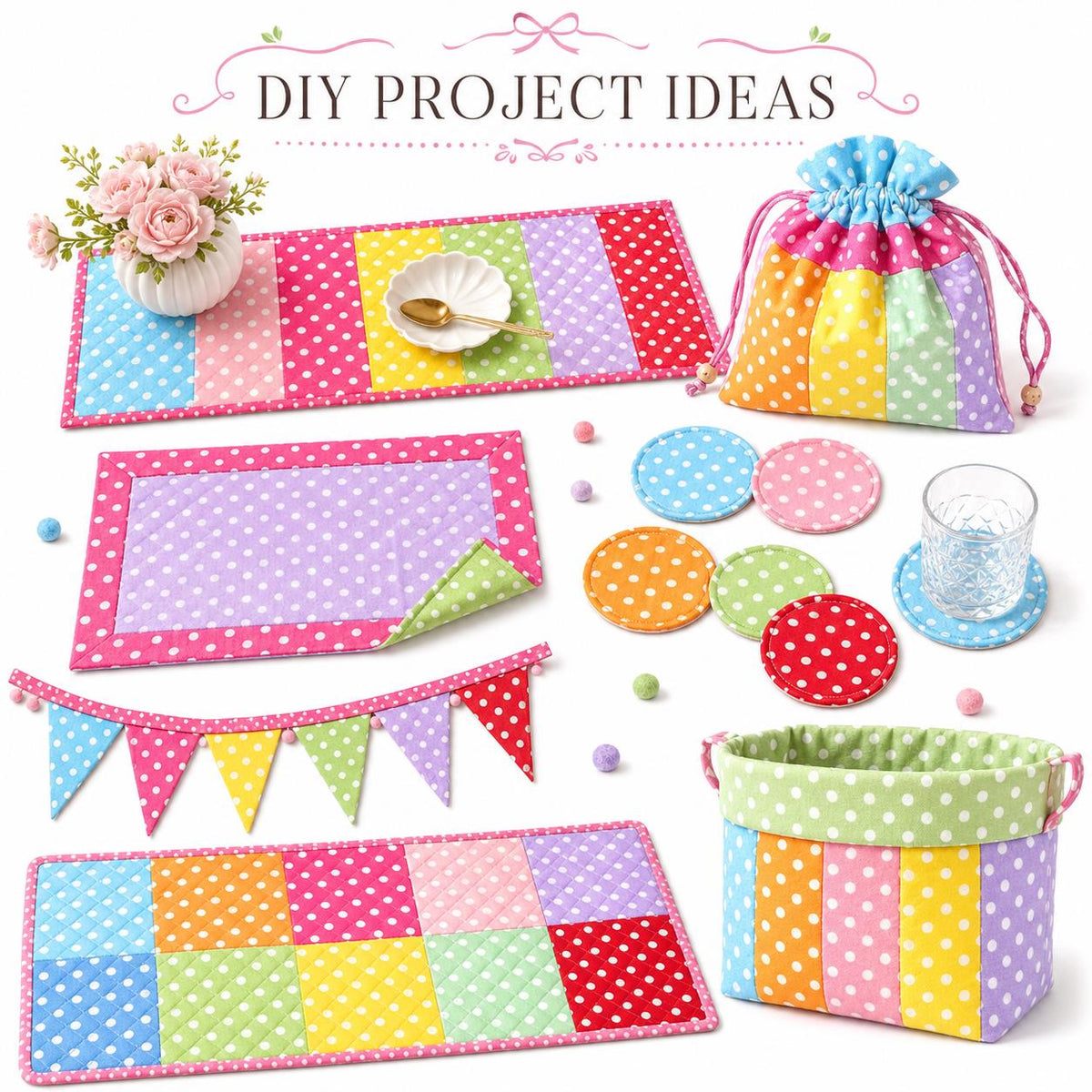 10pcs Vintage Dot Pattern Purple Jelly Roll Fabric Strips 2.5X19.7inch Pre-cut 100% Polyester for Patchwork Quilts, Table Runners, Placemats, Tote Bags, Storage Pouches, Makeup Bags, Coasters, Quilt Blocks & Binding Multi-color