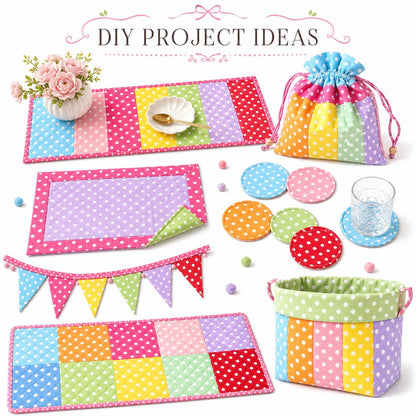 10pcs Vintage Dot Pattern Purple Jelly Roll Fabric Strips 2.5X19.7inch Pre-cut 100% Polyester for Patchwork Quilts, Table Runners, Placemats, Tote Bags, Storage Pouches, Makeup Bags, Coasters, Quilt Blocks & Binding Multi-color