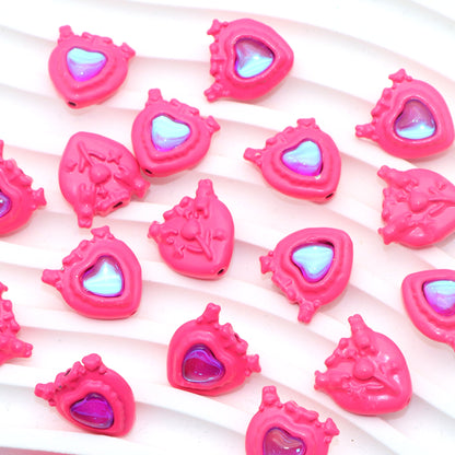 1Pc Acrylic Beads Round Flat Color Heart Spacer Beads For Jewelry Making Handmade Diy Bracelet Necklace Earring